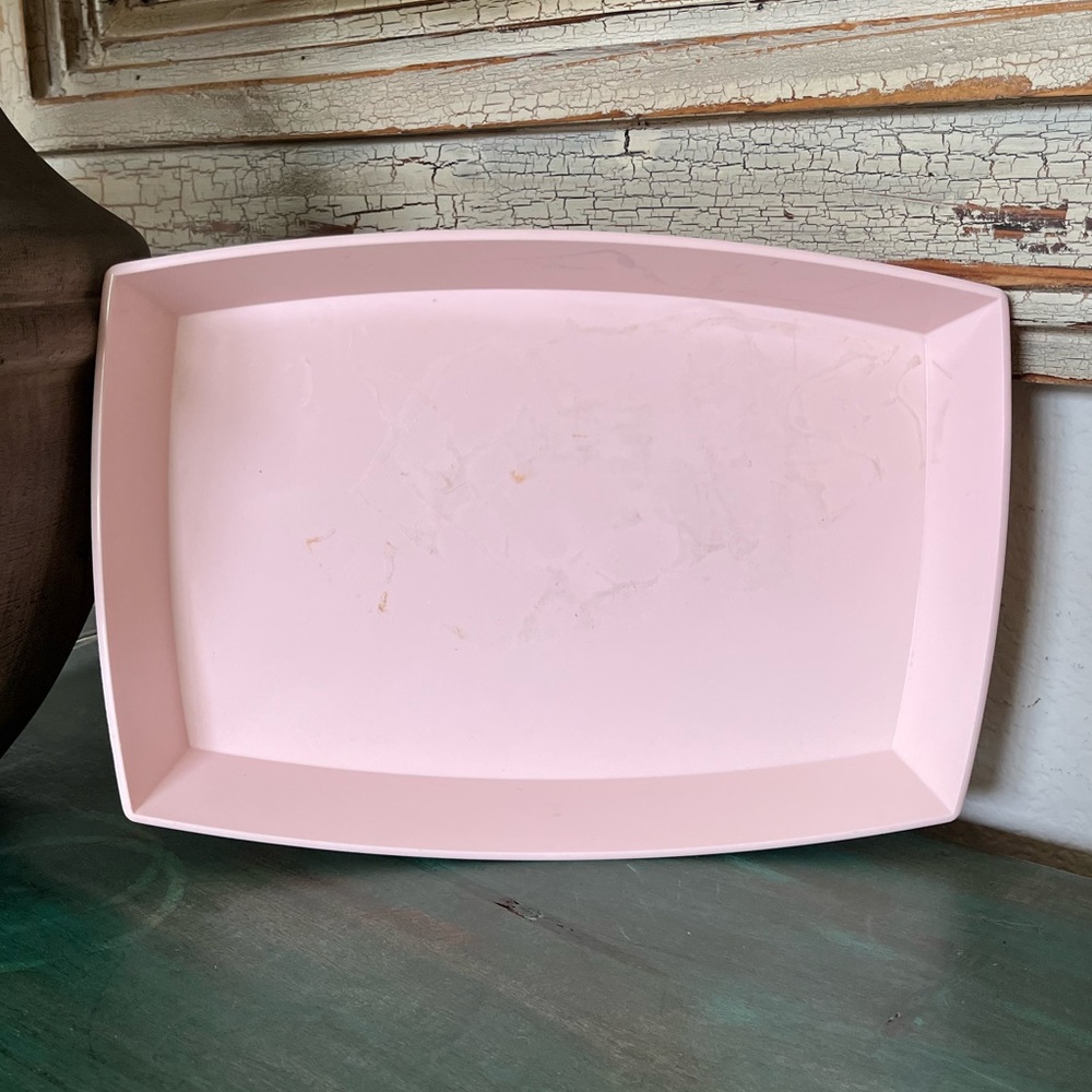 Retro | Pale Pink Plastic Vanity Tray | Vintage